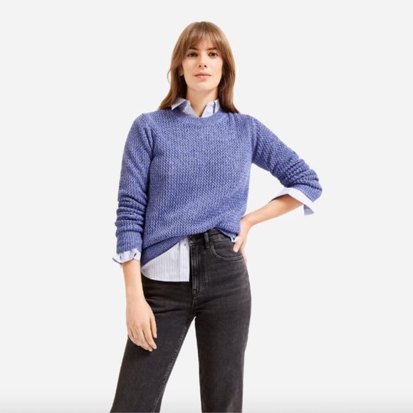 Everlane Sweaters - Everlane Larkspur blue mesh lightweight cotton crewneck long sleeve sweater